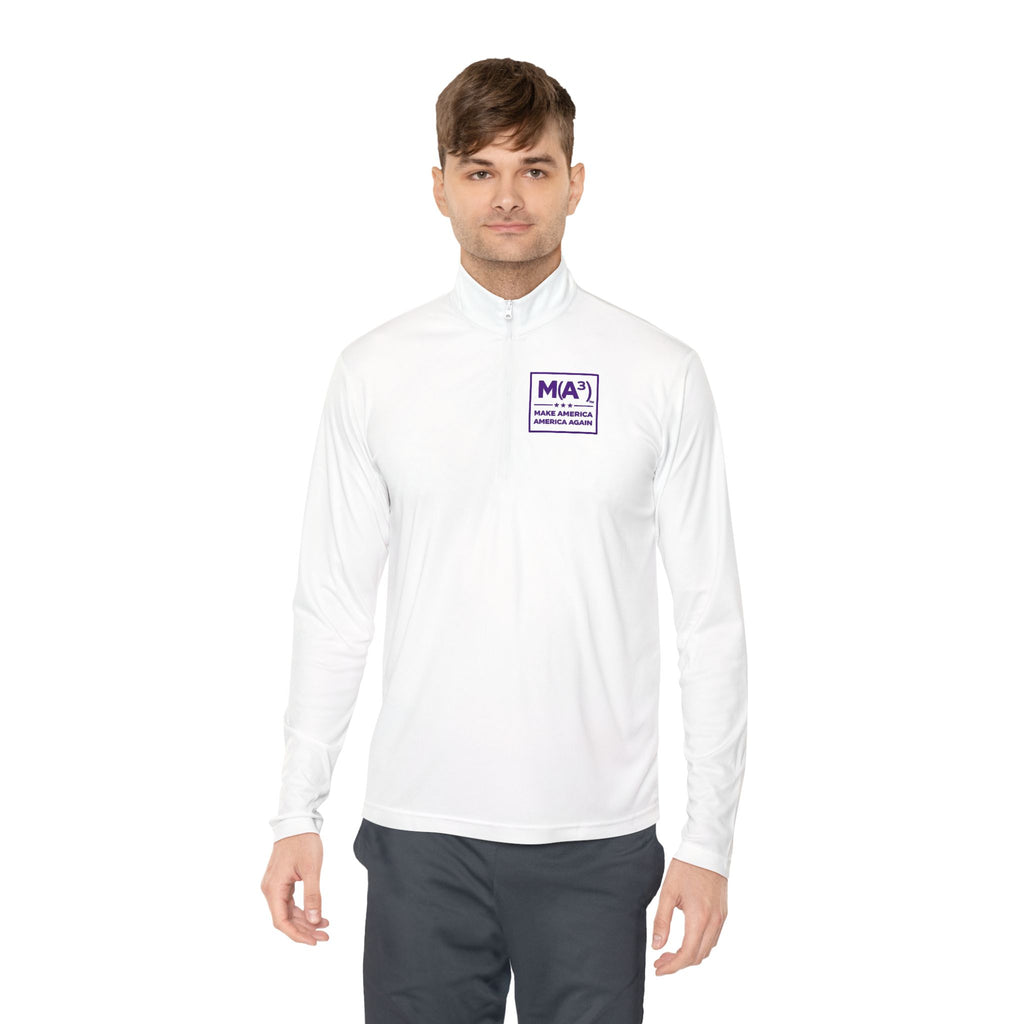 Quarter-Zip Pullover — Minimalist Purple MKA Logo Chest Sweatshirt