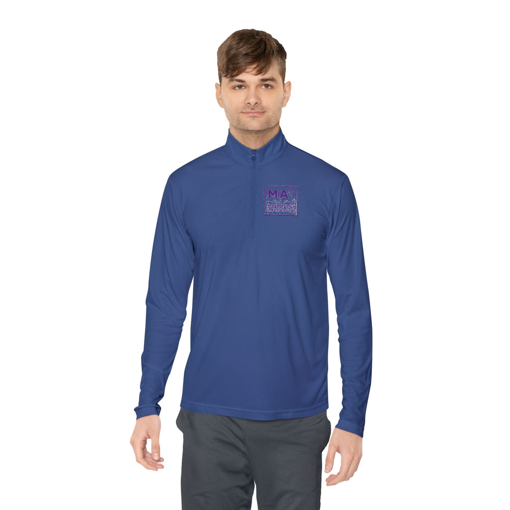 Quarter-Zip Pullover — Minimalist Purple MKA Logo Chest Sweatshirt