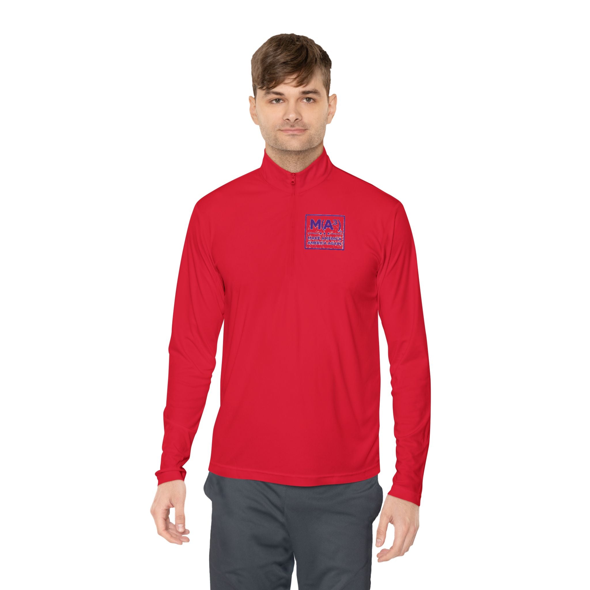 Quarter-Zip Pullover — Minimalist Purple MKA Logo Chest Sweatshirt