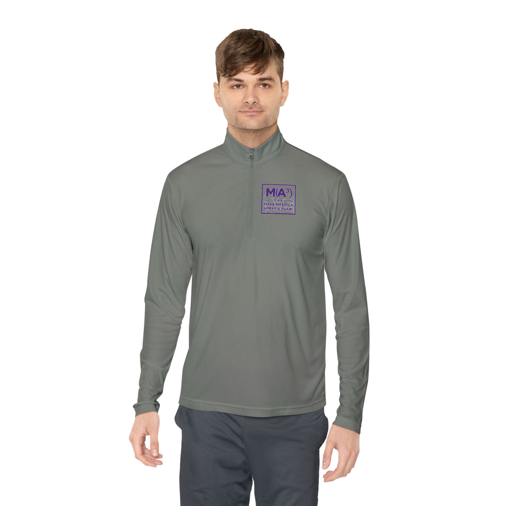 Quarter-Zip Pullover — Minimalist Purple MKA Logo Chest Sweatshirt