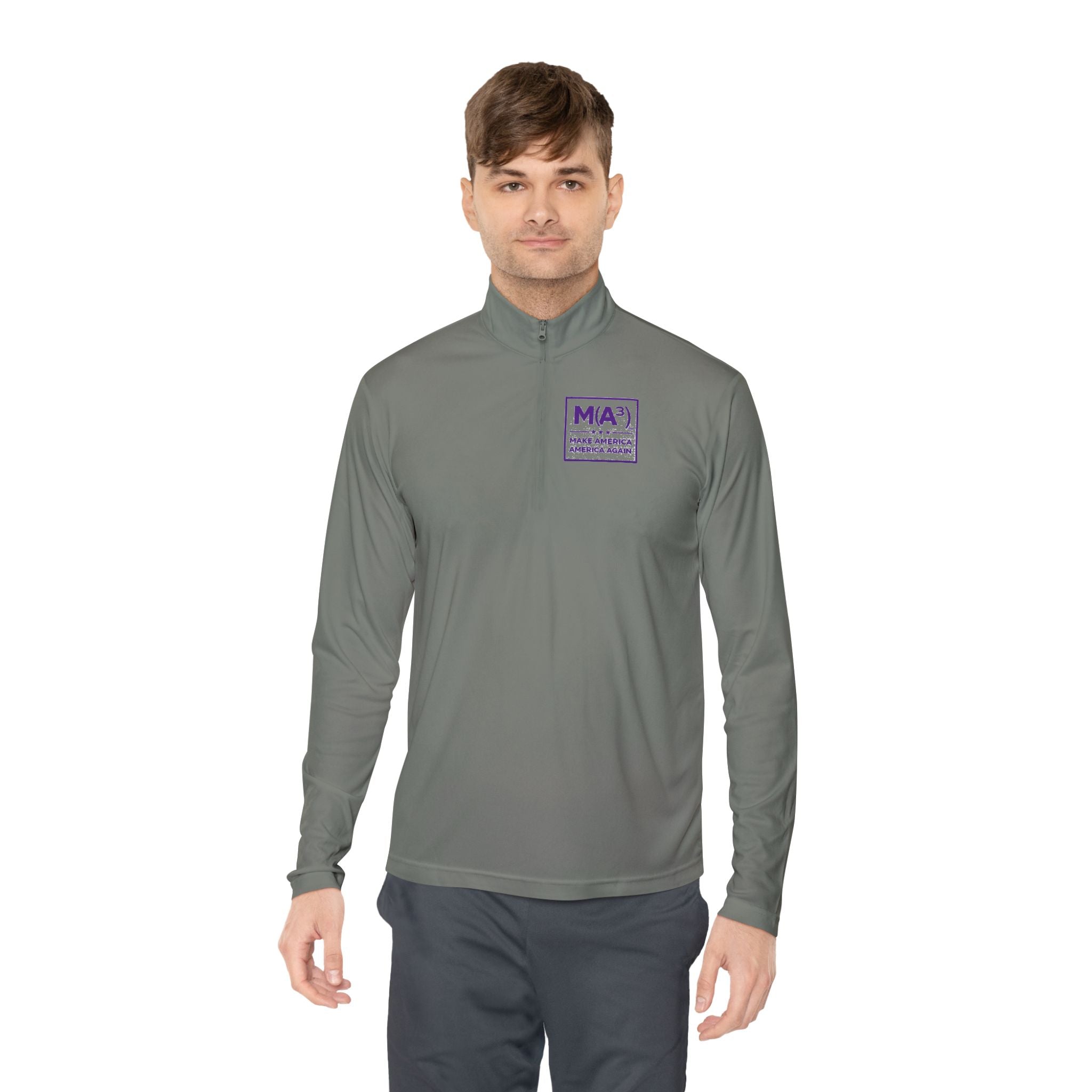 Quarter-Zip Pullover — Minimalist Purple MKA Logo Chest Sweatshirt