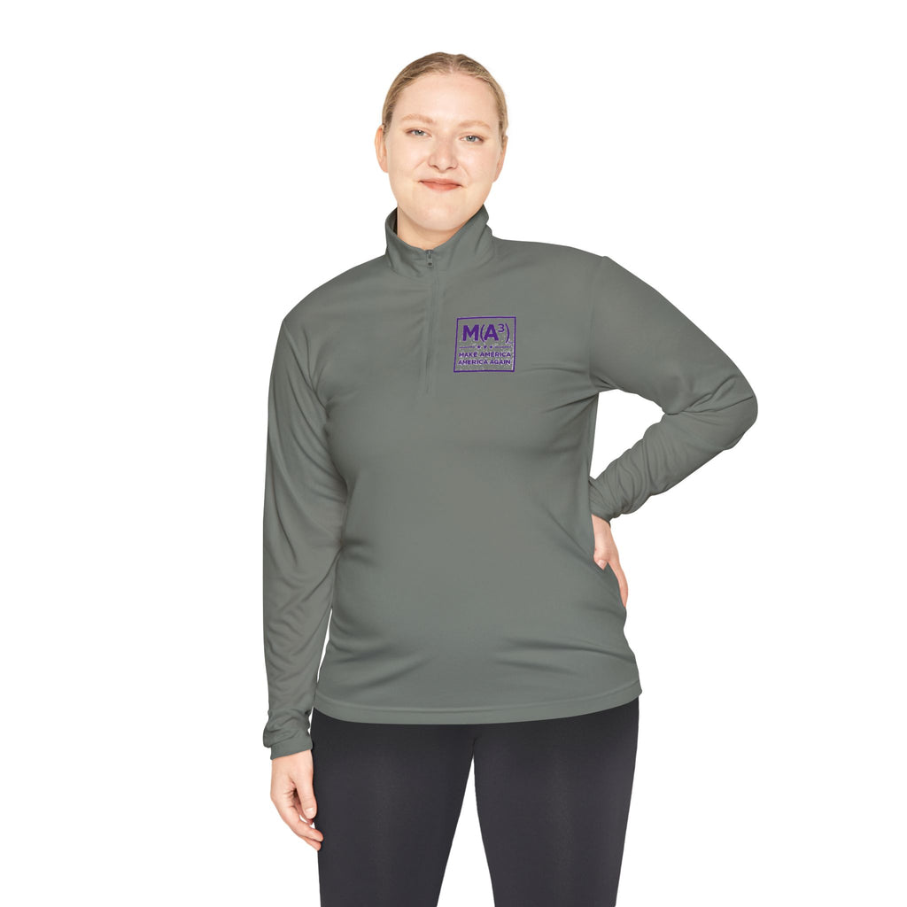 Quarter-Zip Pullover — Minimalist Purple MKA Logo Chest Sweatshirt