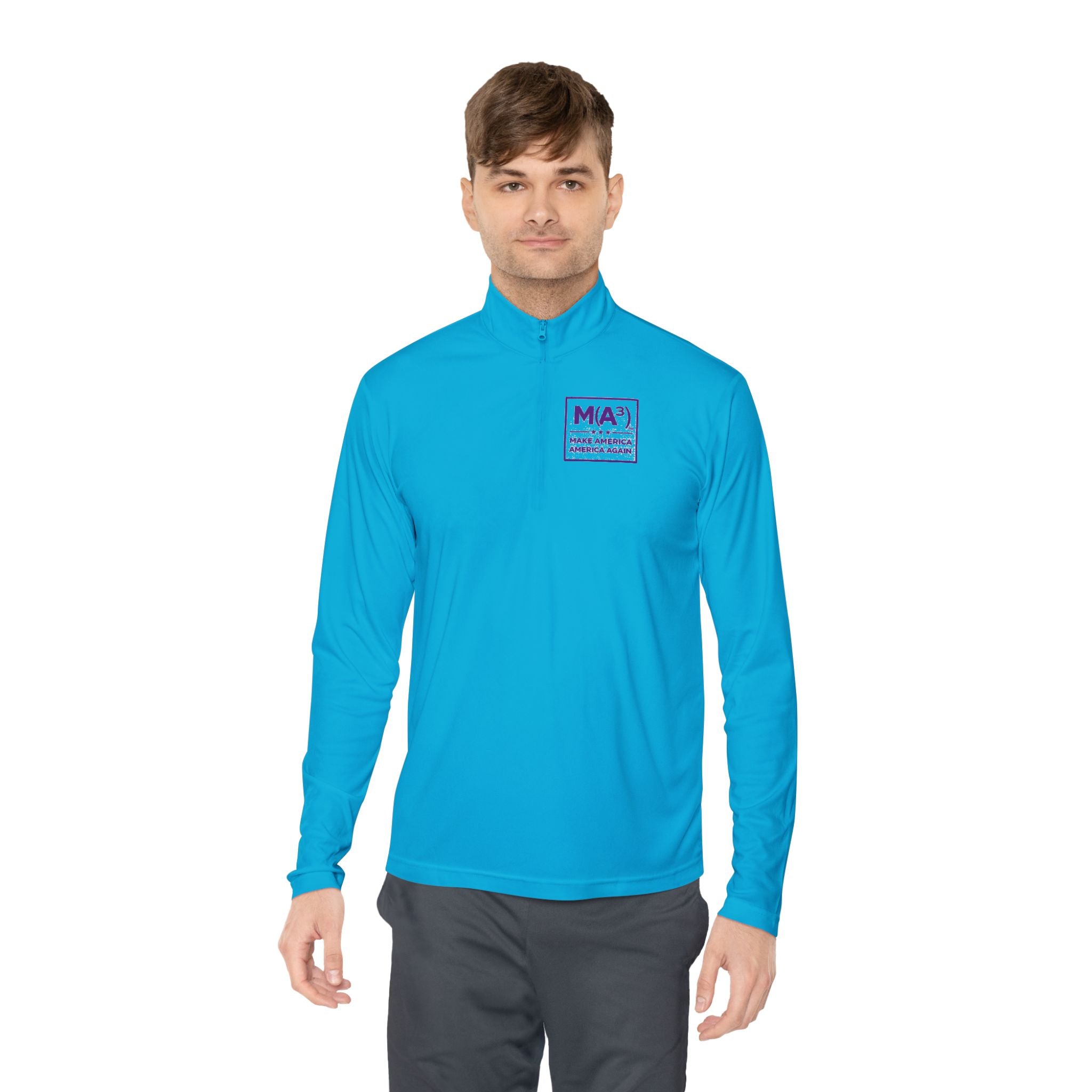 Quarter-Zip Pullover — Minimalist Purple MKA Logo Chest Sweatshirt