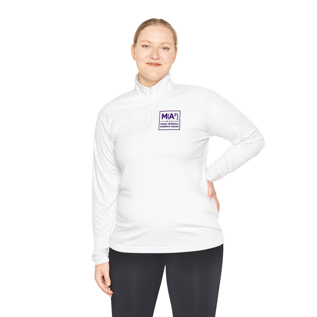 Quarter-Zip Pullover — Minimalist Purple MKA Logo Chest Sweatshirt